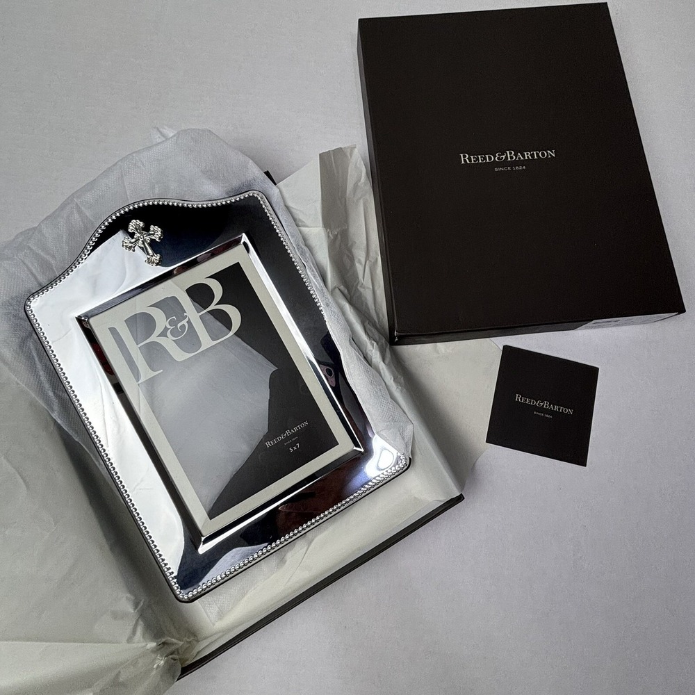 Reed & Barton Abbey Cross‎ Silverplate 5X7" Metallic Frame Italy SEALED NEW NIB